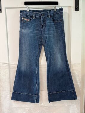 Diesel Women's Dark Blue Flared Wide-Leg Jeans
